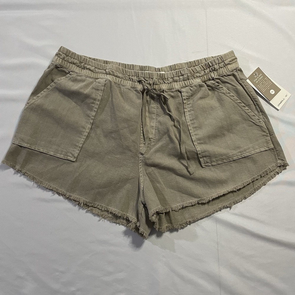 NWT O'Neill Sevie Shorts Women XL Tobacco Brown Cotton Twill Beach Pull-On